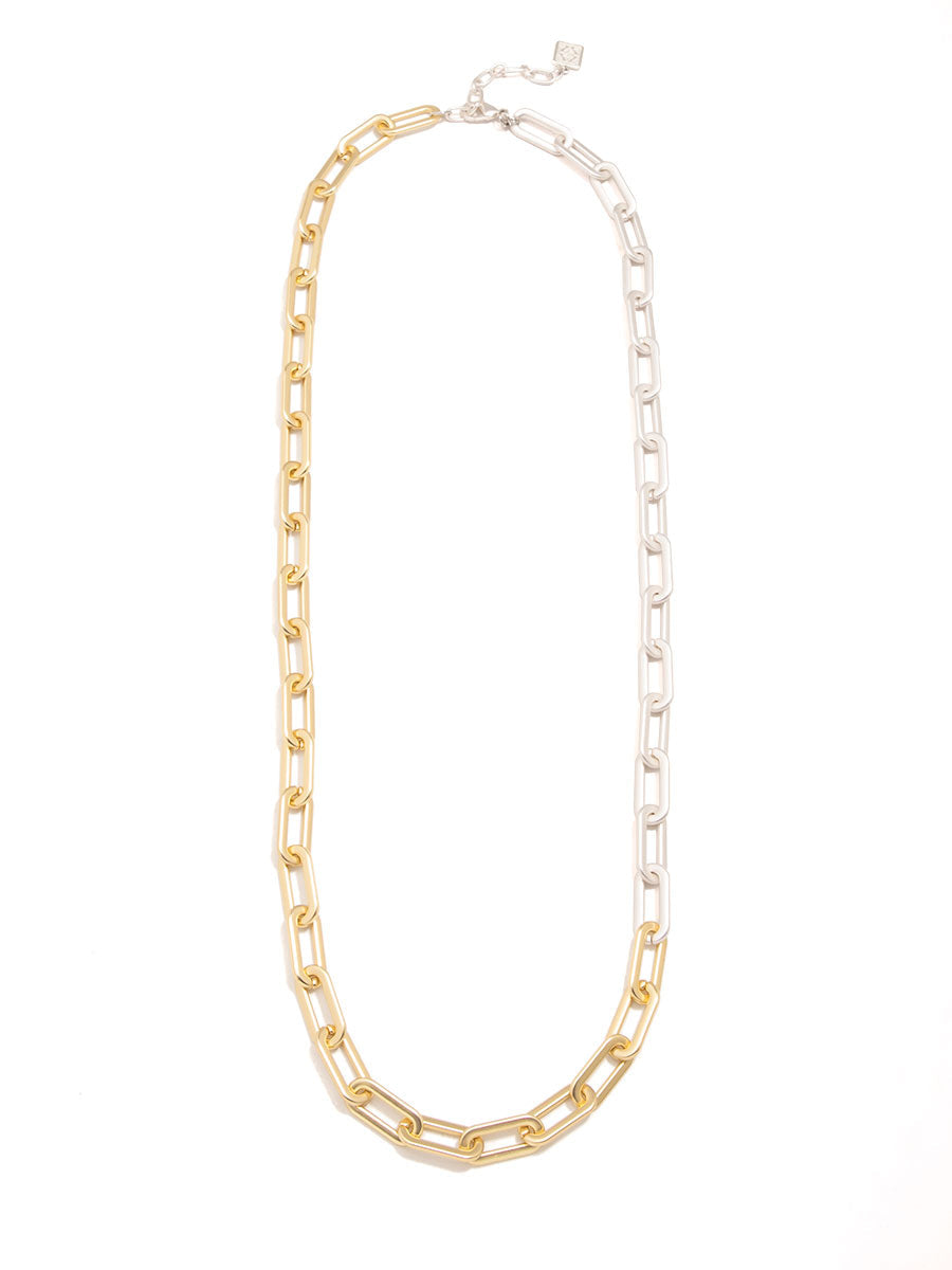 Two-Tone Cable Link Long Necklace - MG/MS