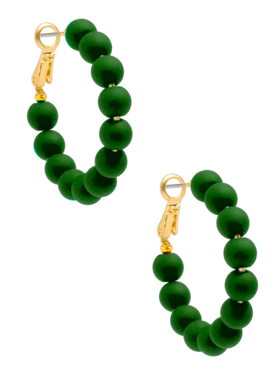 Small Matte Resin Bead Hoop Earring