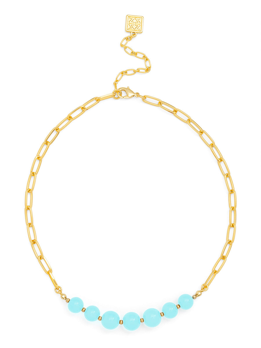 Glassbead Metal Link Collar Necklace