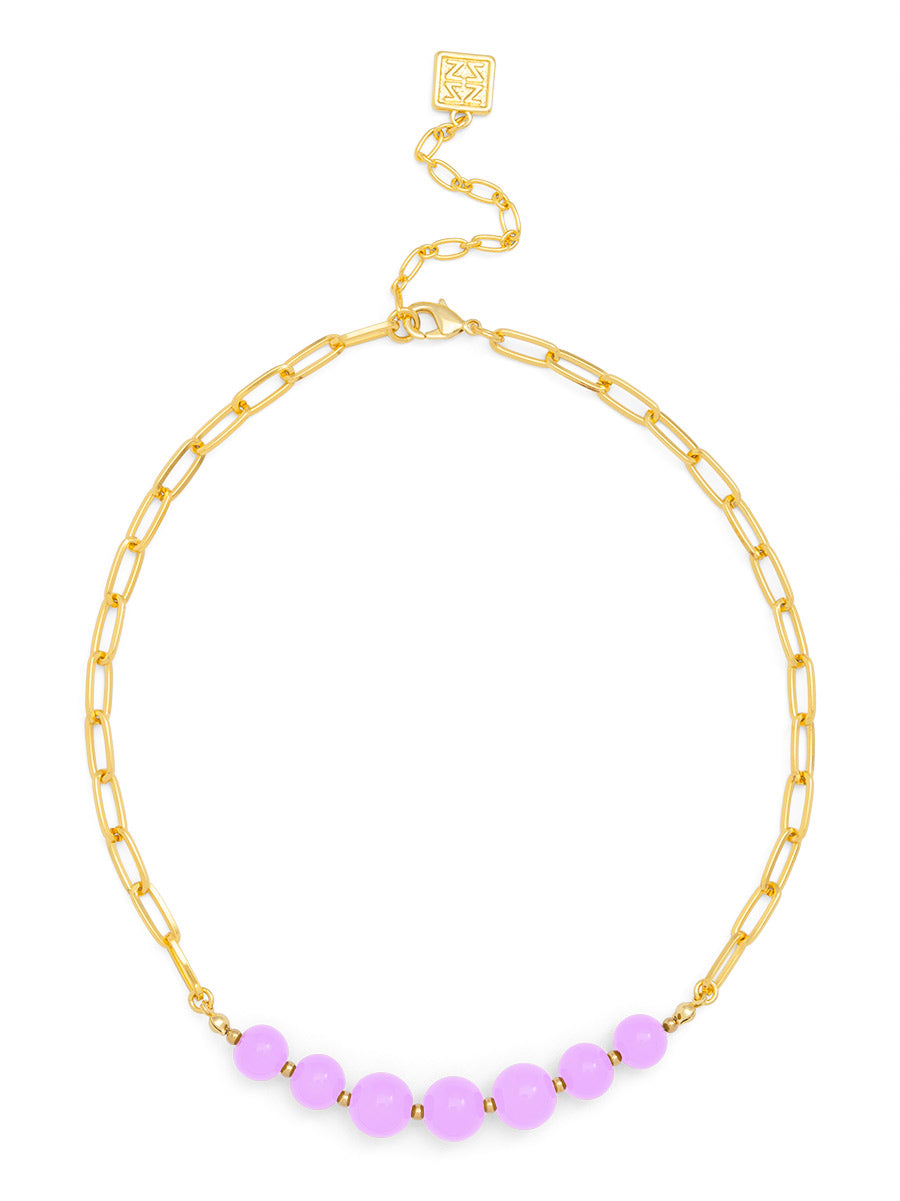 Glassbead Metal Link Collar Necklace