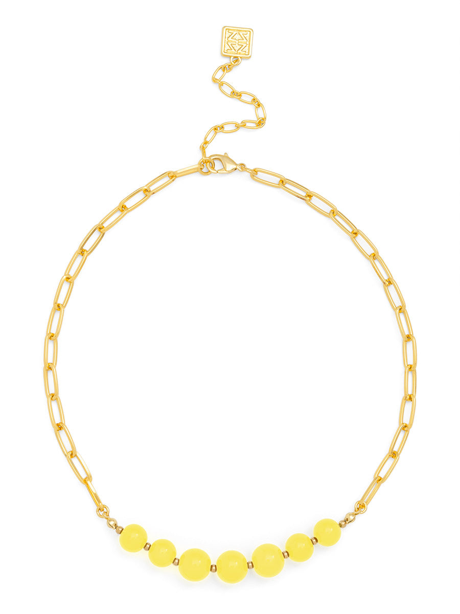 Glassbead Metal Link Collar Necklace