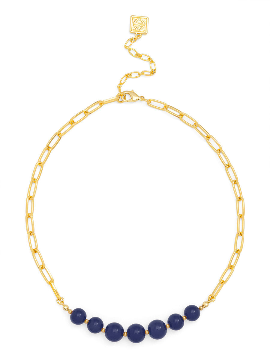 Glassbead Metal Link Collar Necklace