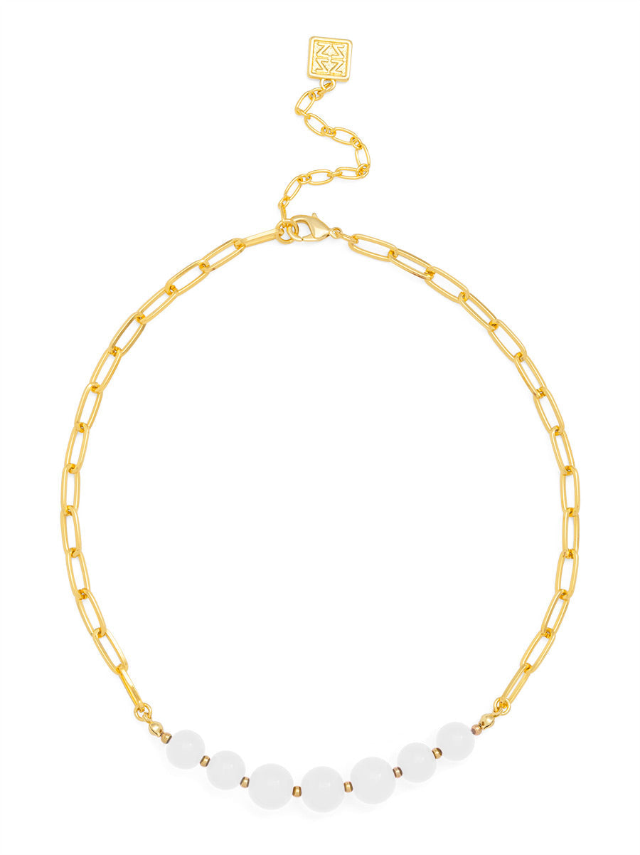 Glassbead Metal Link Collar Necklace
