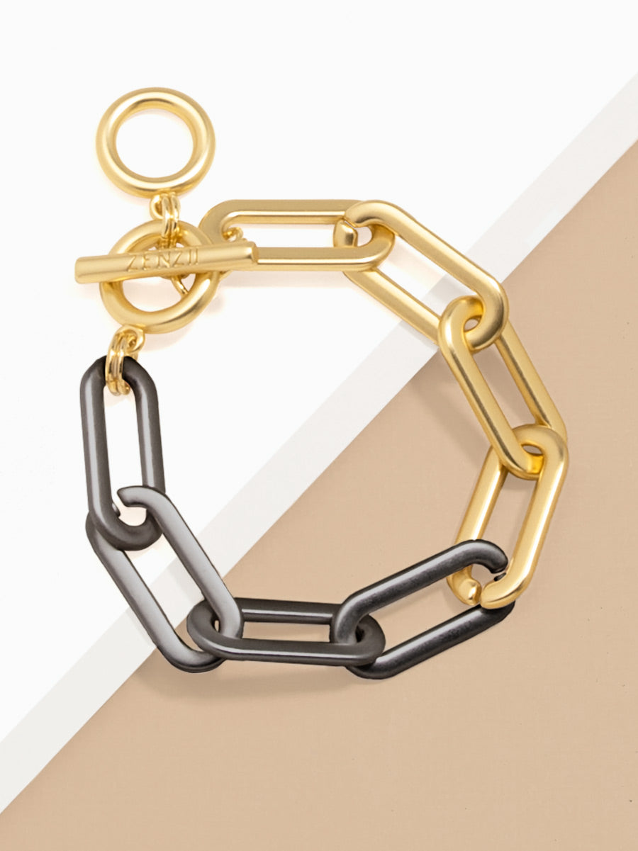 Two-Tone Cable Link Bracelet