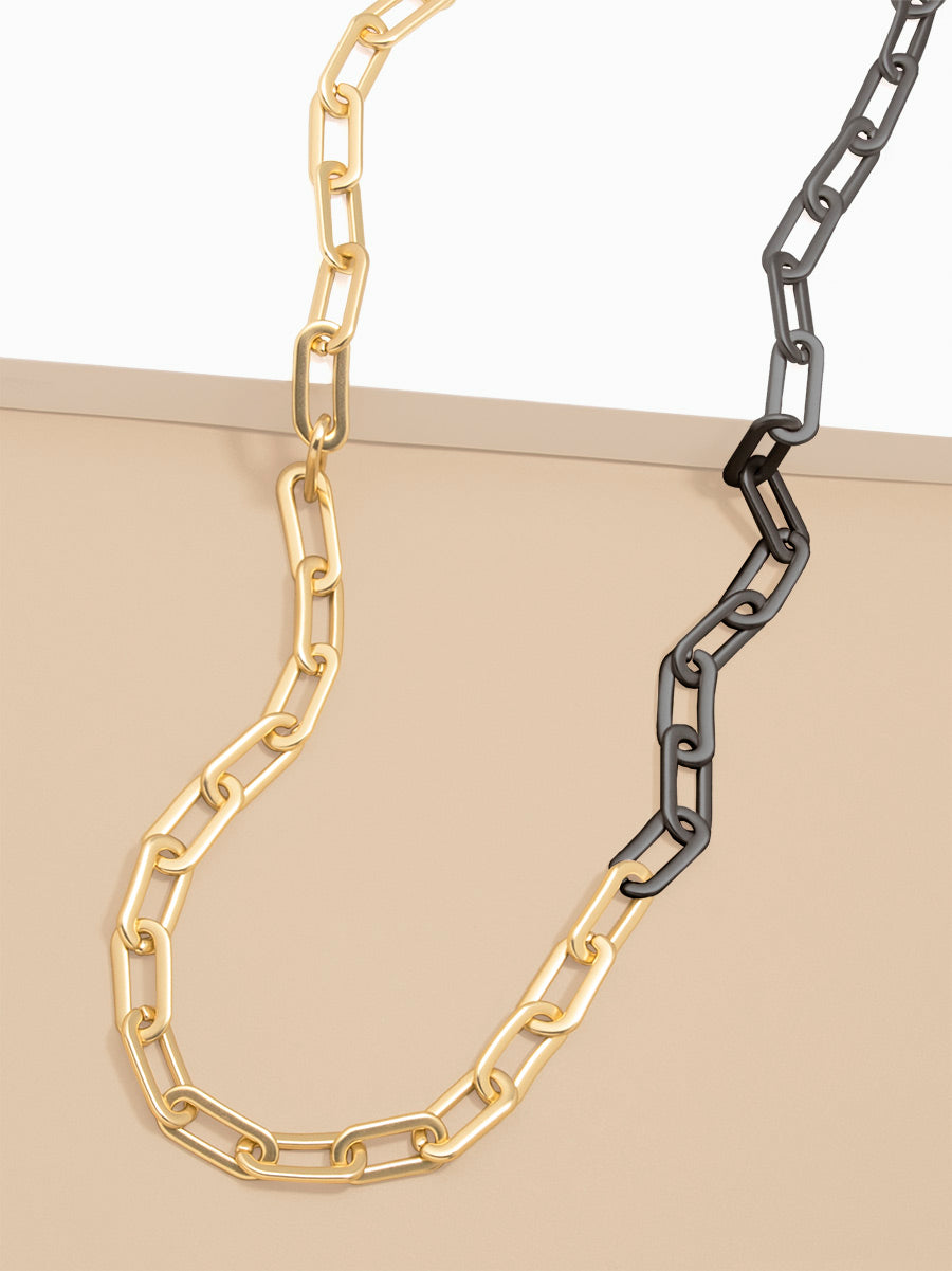 Two-Tone Cable Link Long Necklace