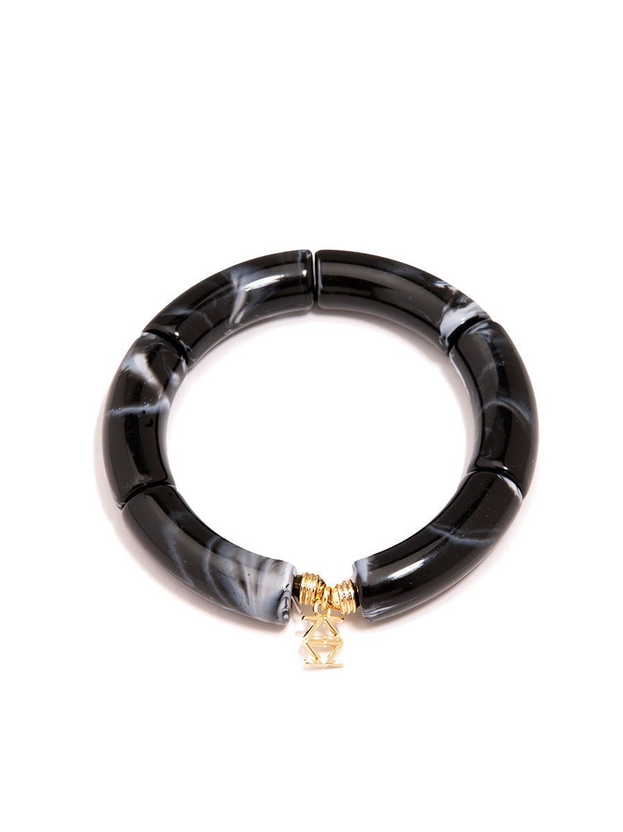Resin Stretch Bangle - BK/WHT