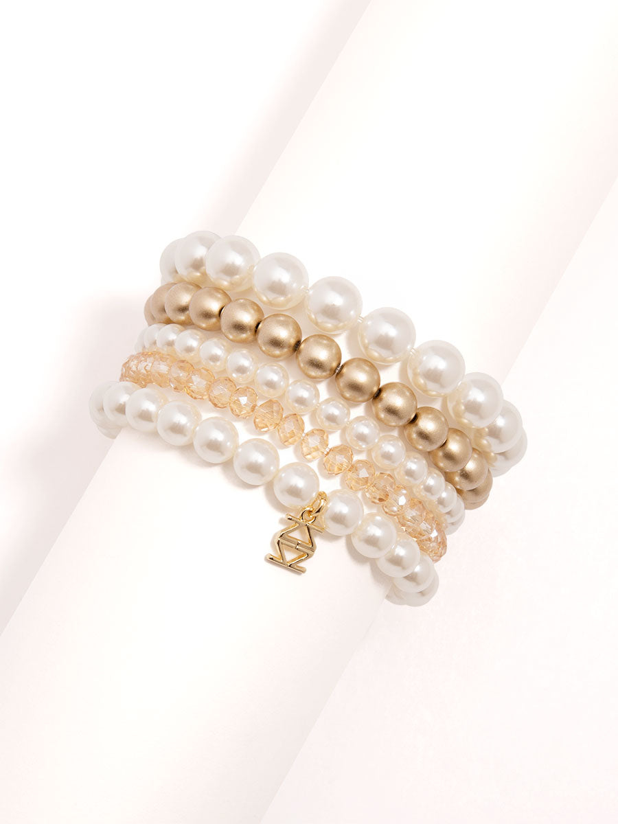 Mixed Bead Layered Stretch Bracelet | Fashion Jewelry