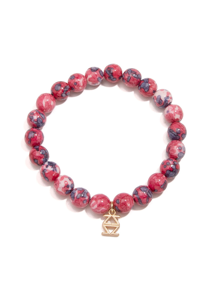 Porcelain Beaded Stretch Bracelet - H.PNK