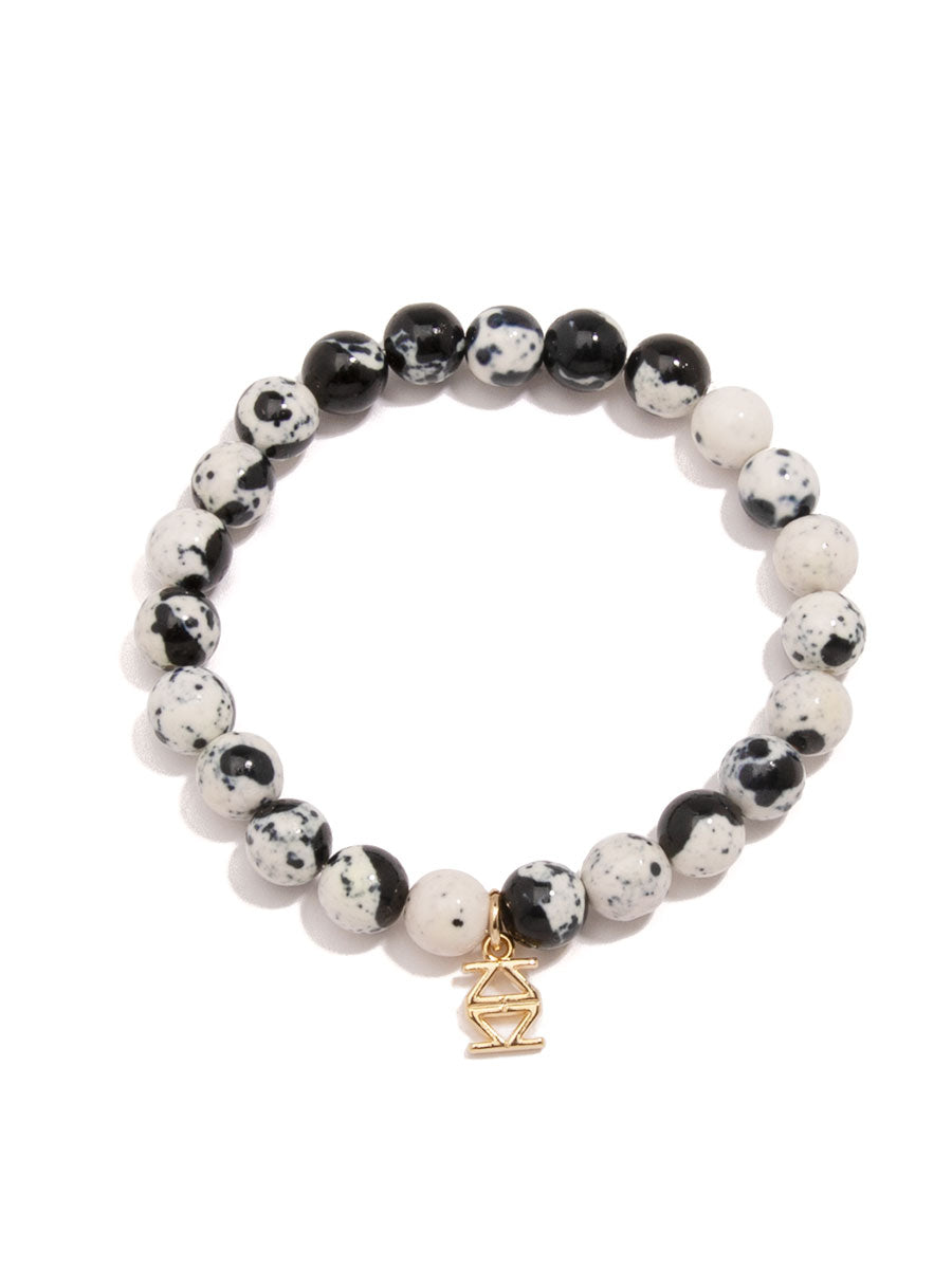 Porcelain Beaded Stretch Bracelet - NAVY
