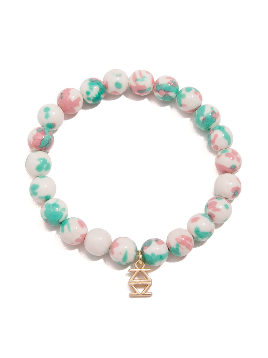 Porcelain Beaded Stretch Bracelet - PNK/MLT