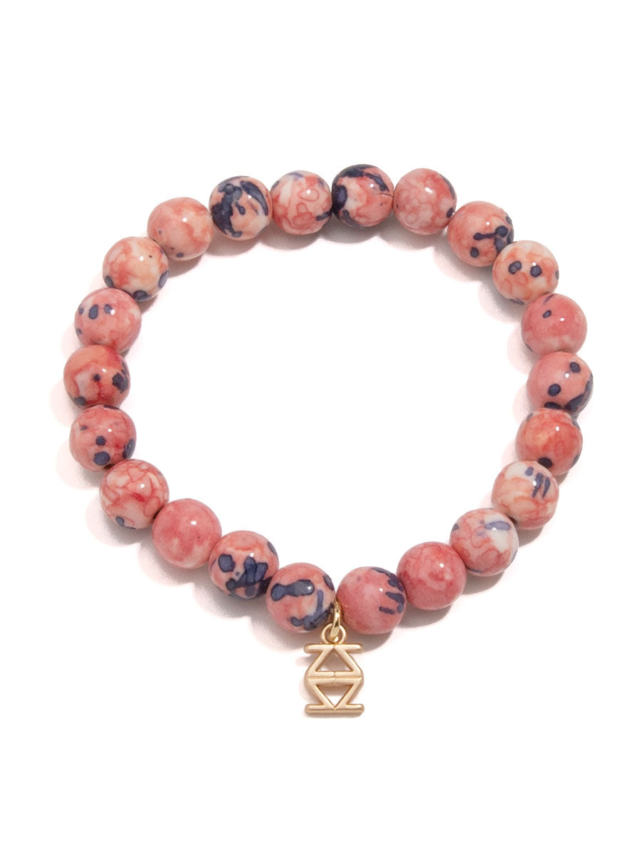 Porcelain Beaded Stretch Bracelet - ROSE