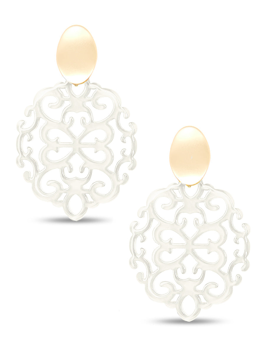 Modern Damask Pattern Resin Drop Earring