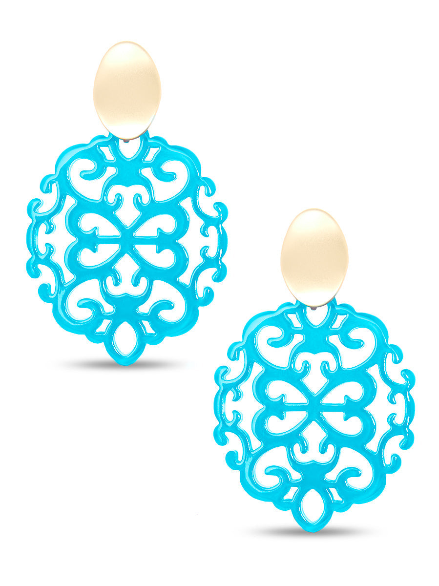 Modern Damask Pattern Resin Drop Earring - N.BLU