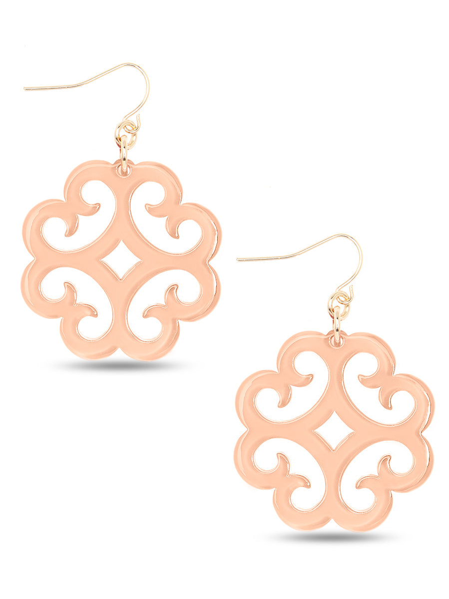 Circular Wave Pattern Resin Drop Earring - BEI