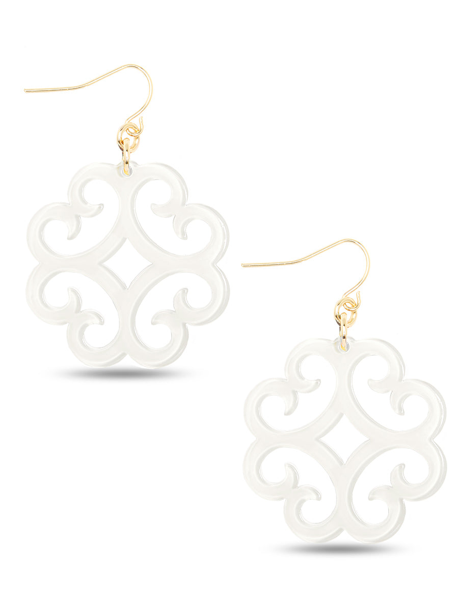 Circular Wave Pattern Resin Drop Earring - CRM