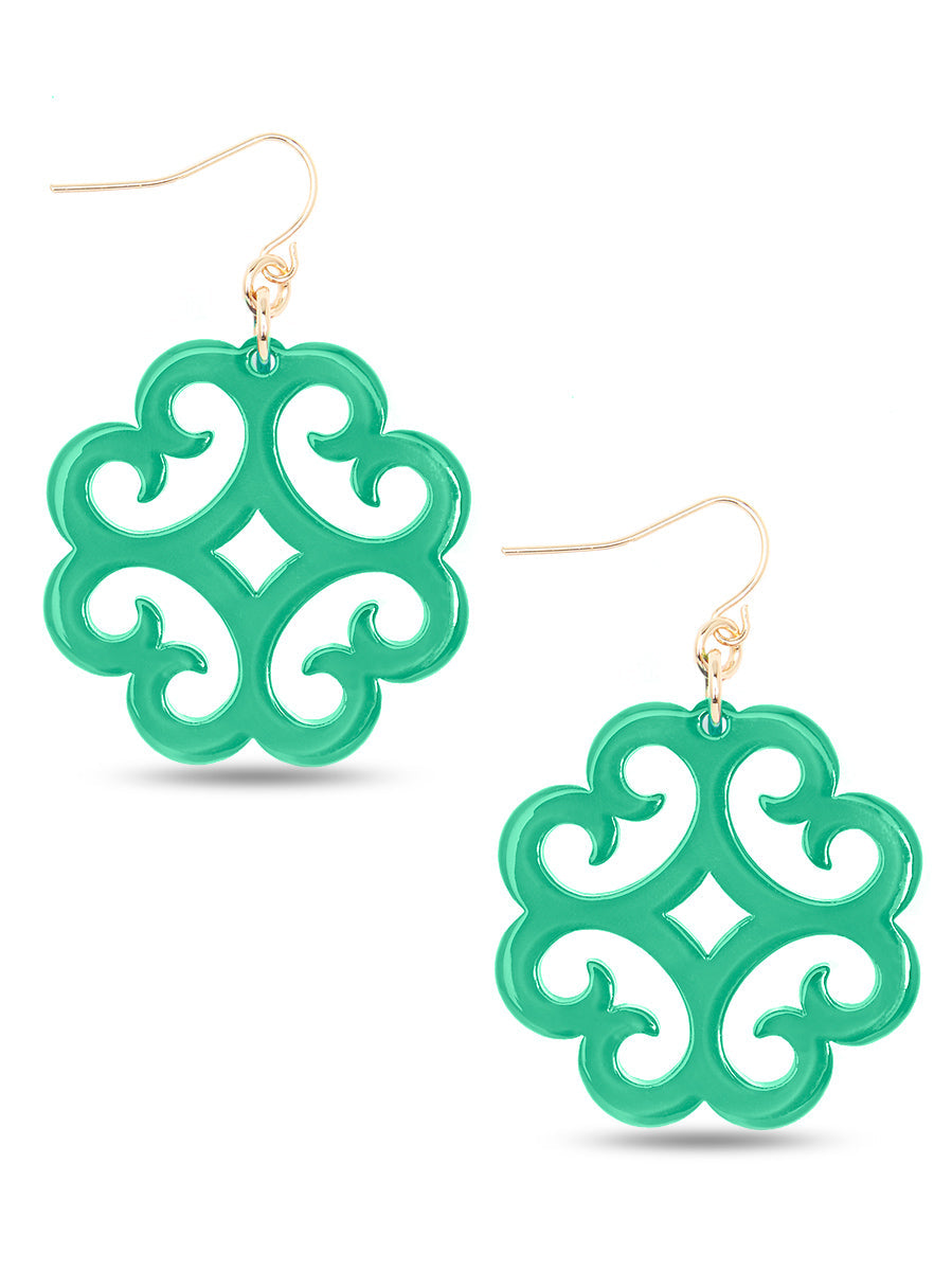 Circular Wave Pattern Resin Drop Earring - D.GRN