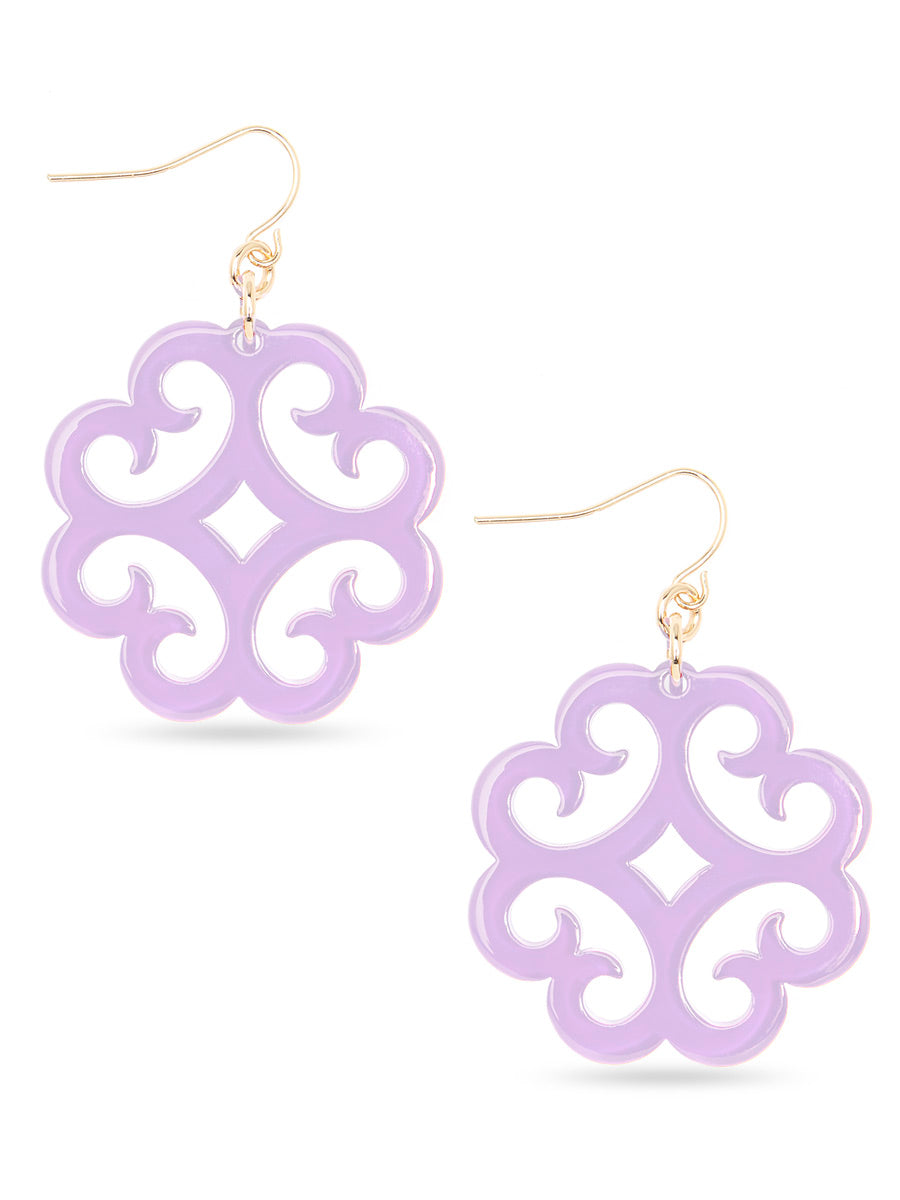 Circular Wave Pattern Resin Drop Earring - LAV