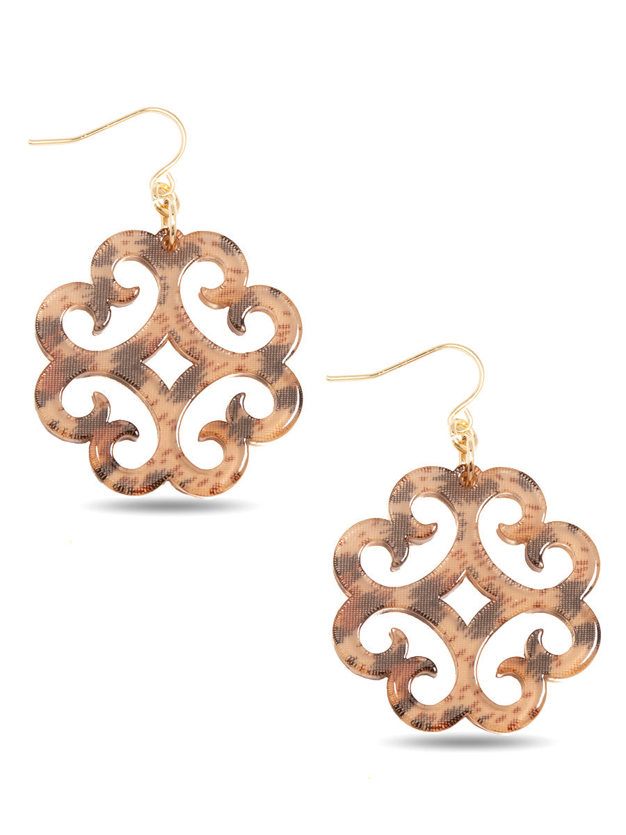 Circular Wave Pattern Resin Drop Earring - LEO.BRN