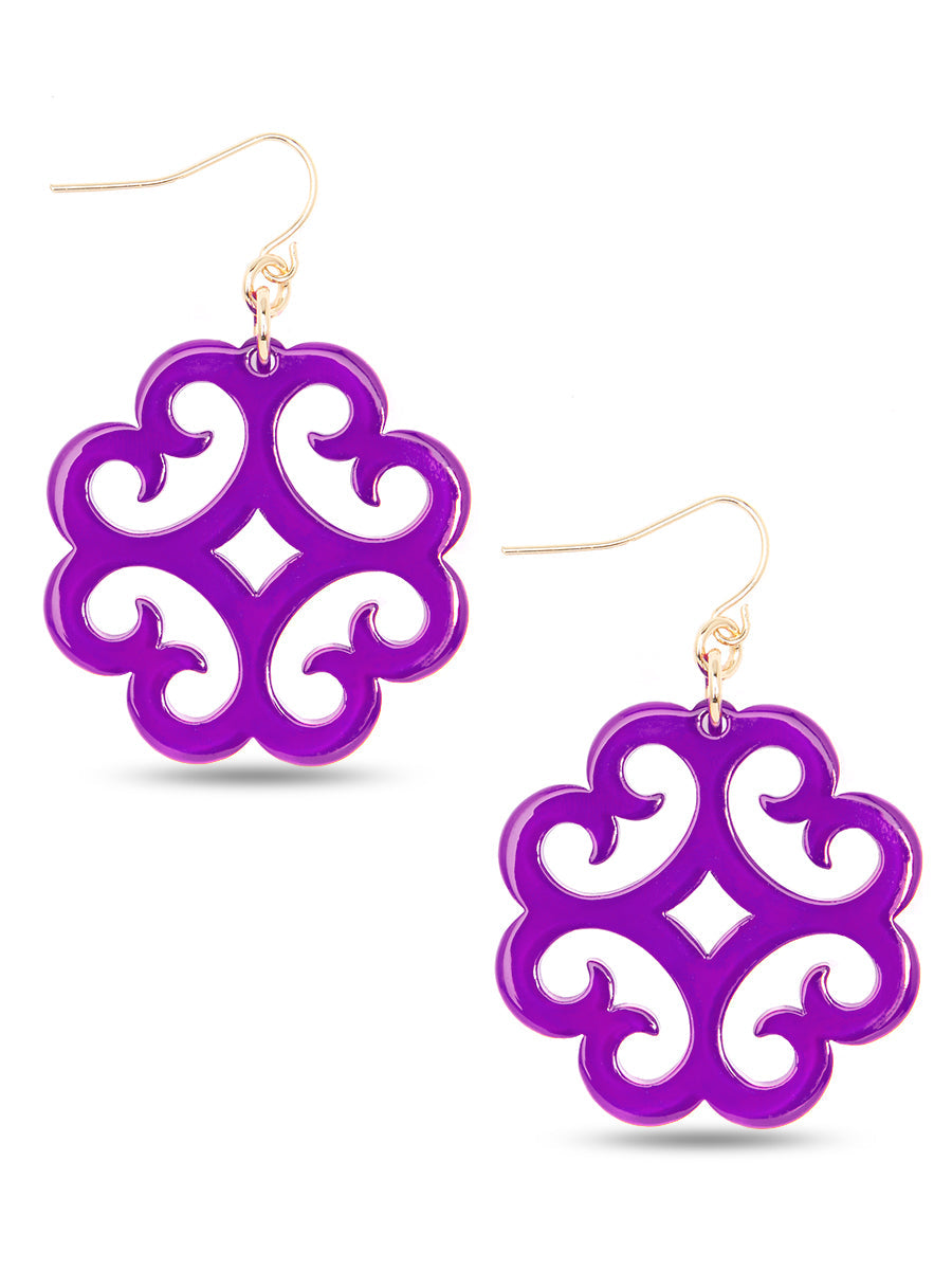 Circular Wave Pattern Resin Drop Earring - PUR