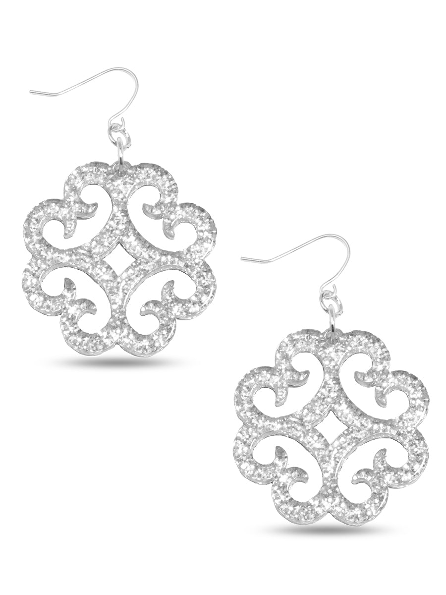 Circular Wave Pattern Resin Drop Earring - SIL