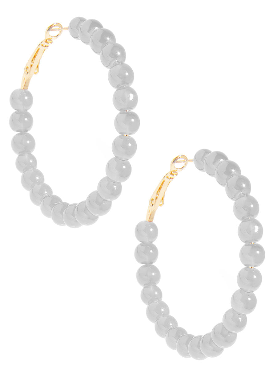 Glass Bead Hoop Earring - L.GRY