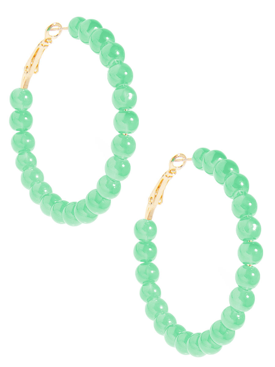 Glass Bead Hoop Earring - MINT