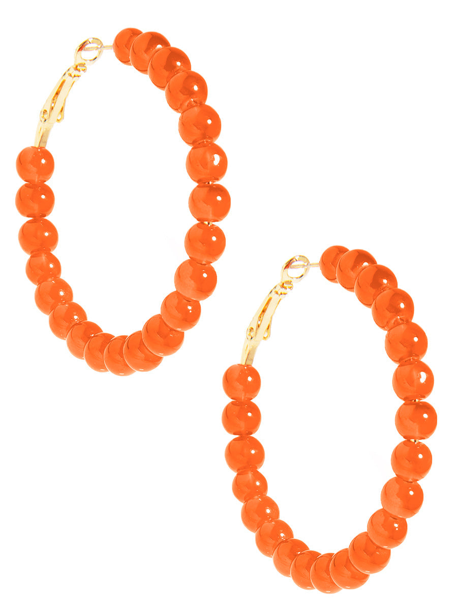 Glass Bead Hoop Earring - ORG
