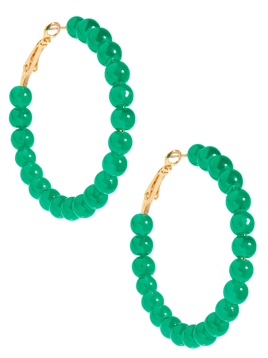 Glass Bead Hoop Earring - TEAL