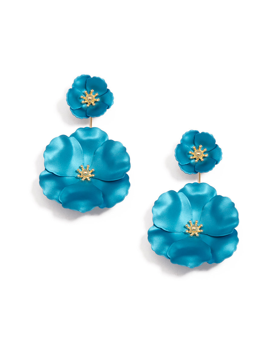 Metallic Floral Drop Earring - MET.TQ