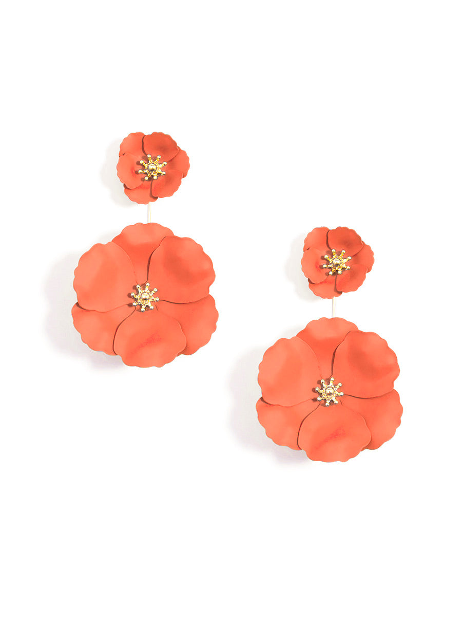 Double Flower Drop Earring - COR