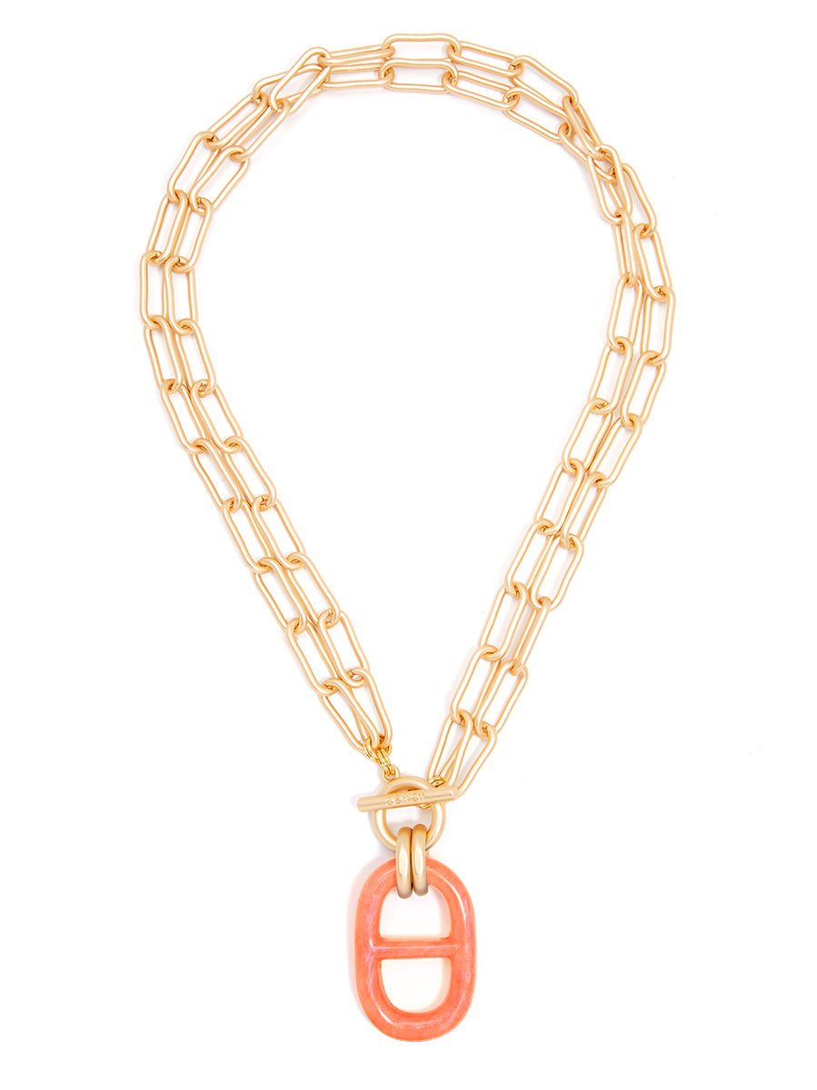 Matte Link Resin Charm Necklace