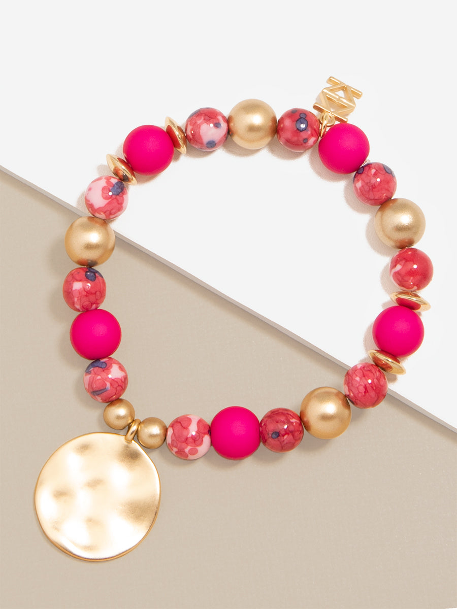Porcelain & Resin Mixed Beaded Charm Bracelet - H.PNK