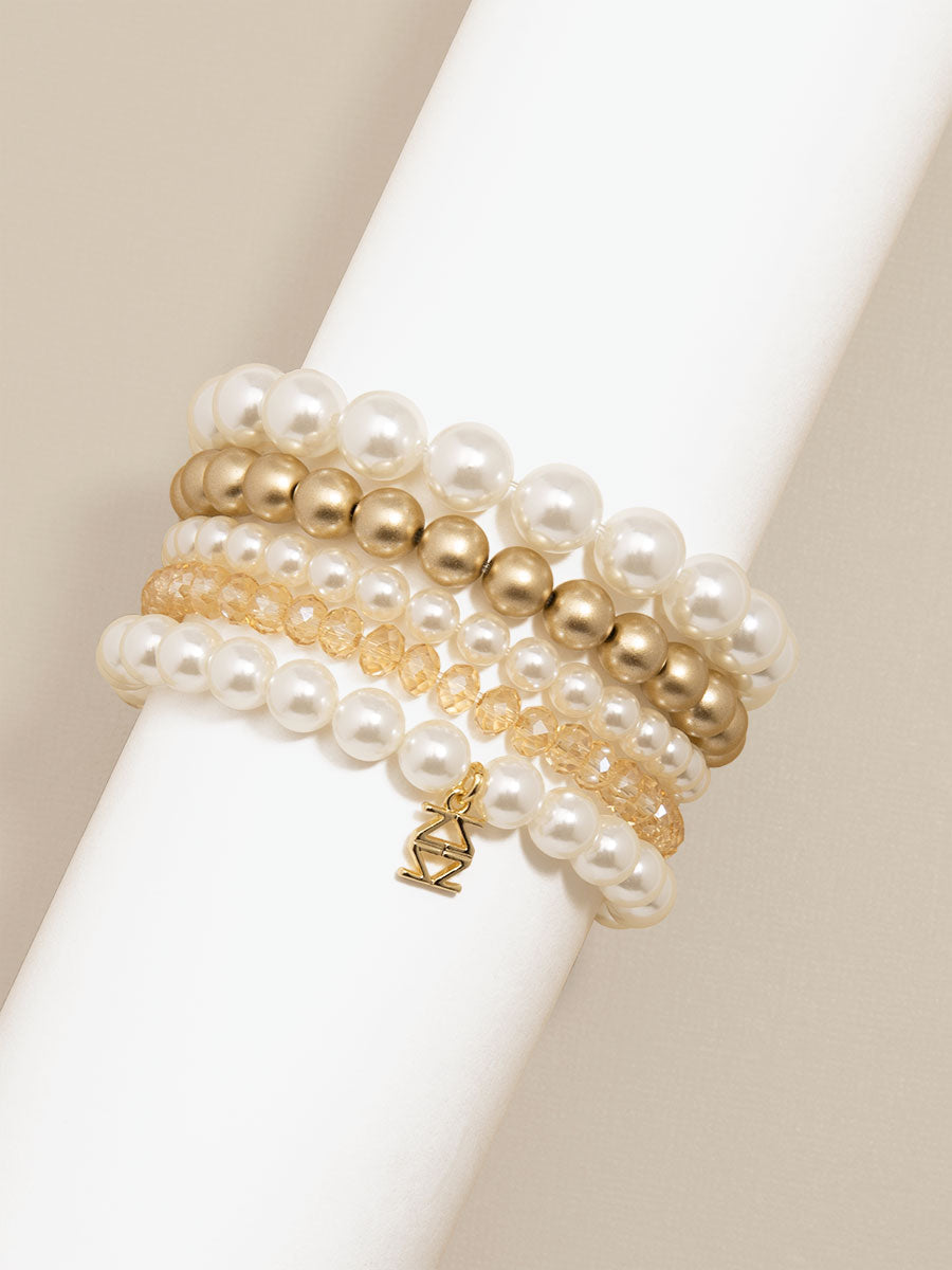 Mixed Bead Layered Stretch Bracelet | Fashion Jewelry