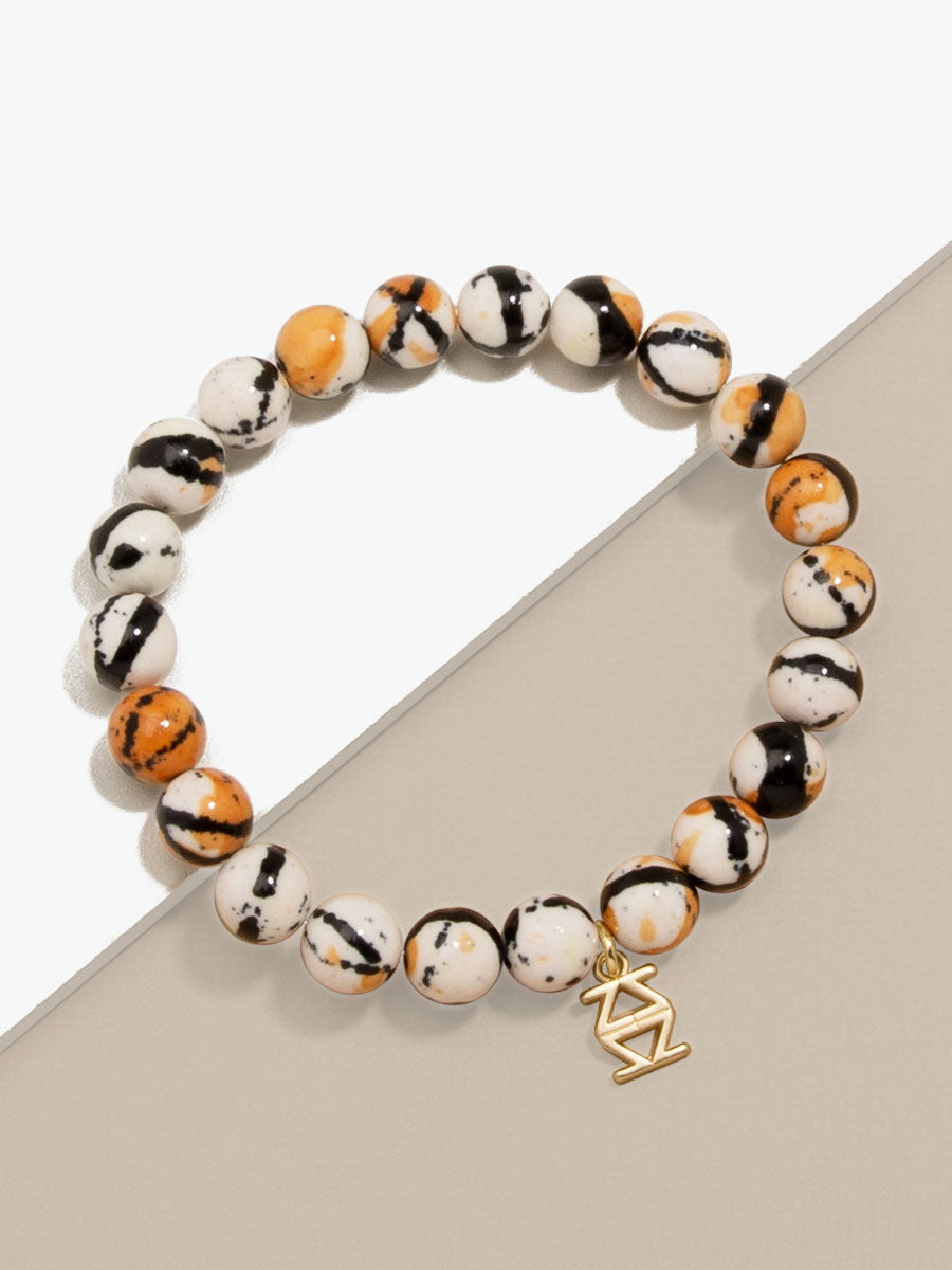 Porcelain Beaded Stretch Bracelet - BLK