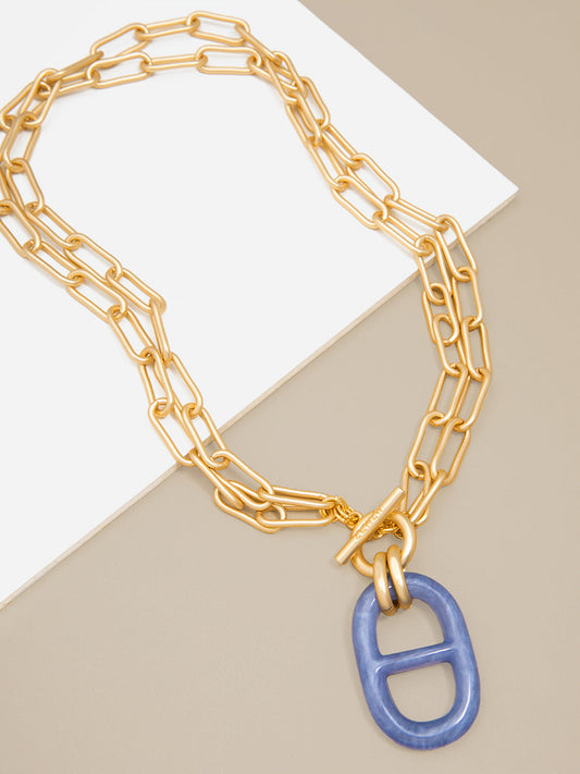 Matte Link Resin Charm Necklace